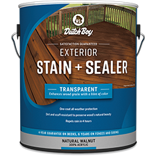 One-gallon can of Exterior Stain + Sealer Transparent.